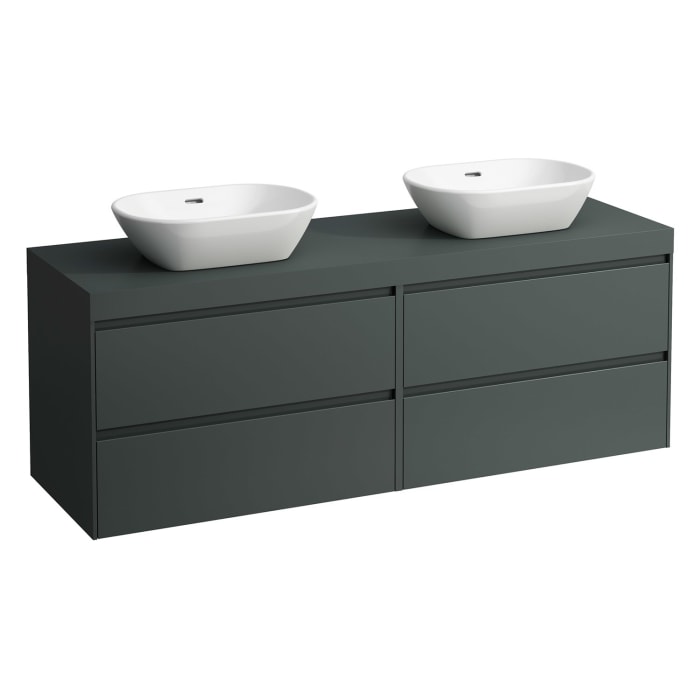 LAUFEN LANI Waschtischplatte mit Ausschnitt rechts und links mit Unterschrank 160 cm mit großern Schubladen rechts und links