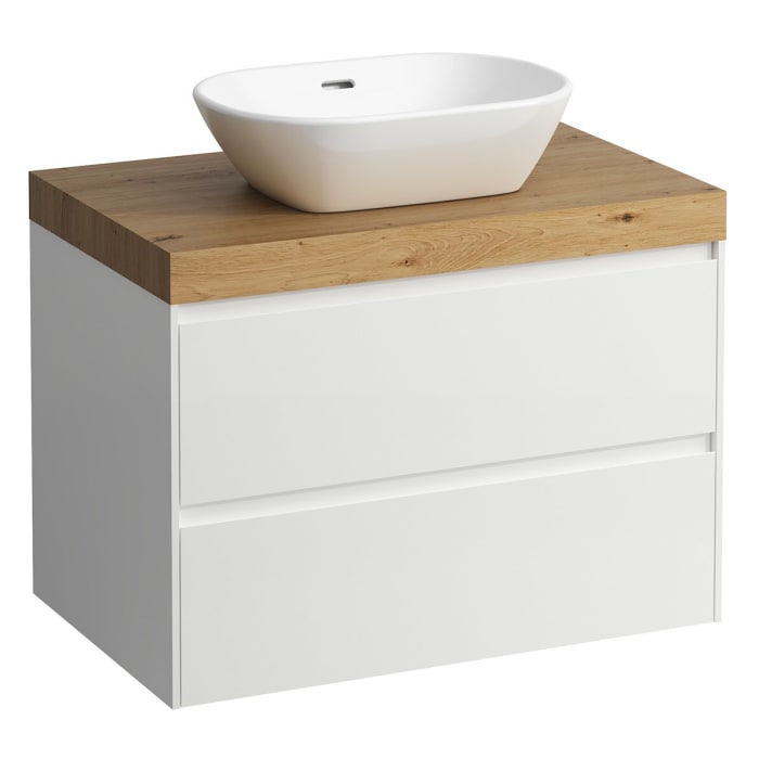 LAUFEN LANI Waschtischplatte mit Ausschnitt mittig mit Unterschrank 80 cm mit 2 Schubladen