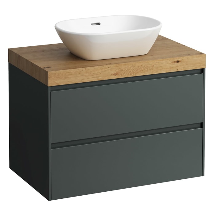 LAUFEN LANI Waschtischplatte mit Ausschnitt mittig mit Unterschrank 80 cm mit 2 Schubladen