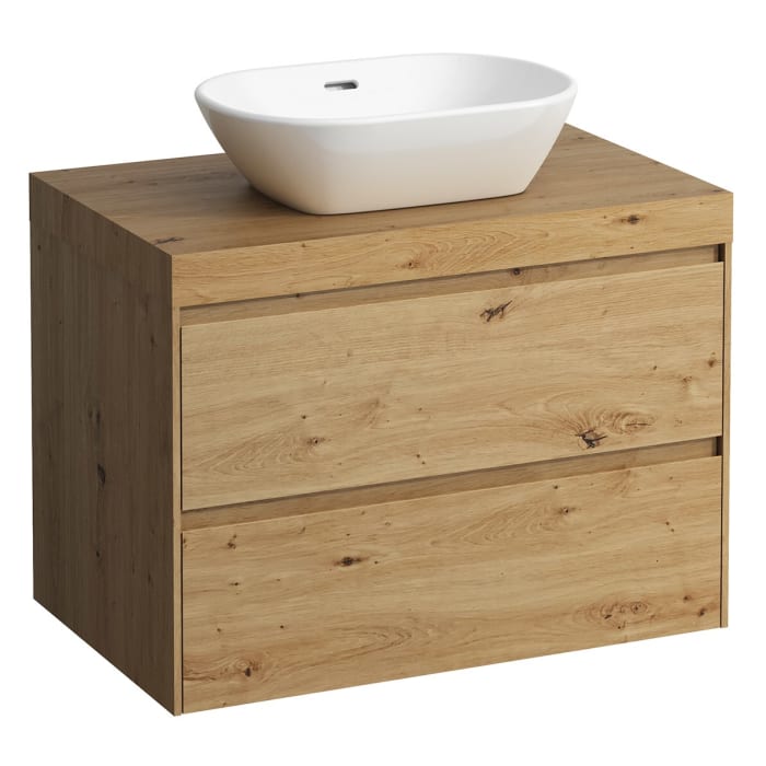 LAUFEN LANI Waschtischplatte mit Ausschnitt mittig mit Unterschrank 80 cm mit 2 Schubladen