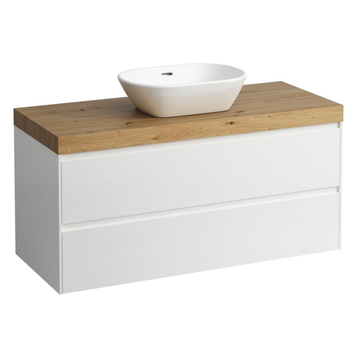 LAUFEN LANI Waschtischplatte mit Ausschnitt mitig mit Unterschrank 120 cm mit 2 Schubladen