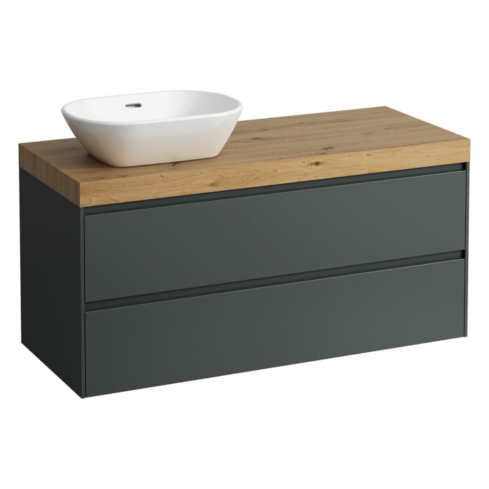 LAUFEN LANI Waschtischplatte mit Ausschnitt links mit Unterschrank 120 cm mit 2 Schubladen