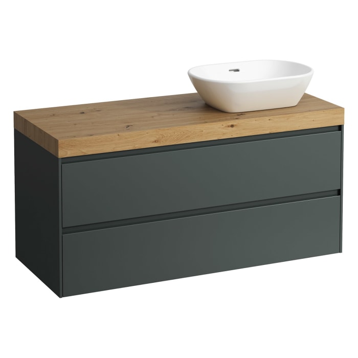 LAUFEN LANI Waschtischplatte mit Ausschnitt rechts mit Unterschrank 120 cm mit 2 Schubladen