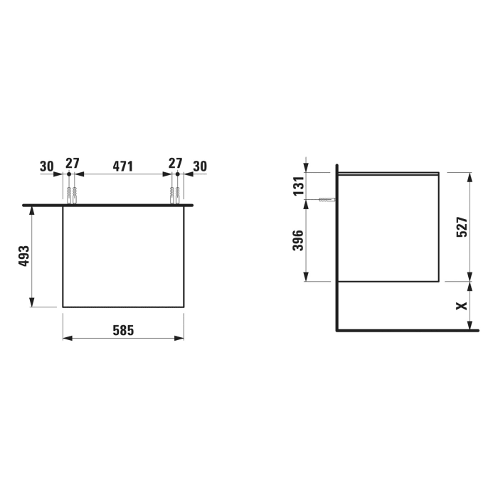 LAUFEN LANI Schubladenelement 60 cm ohne Ausschnitt