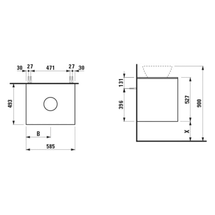 LAUFEN LANI Schubladenelement 60 cm mit Ausschnitt mittig