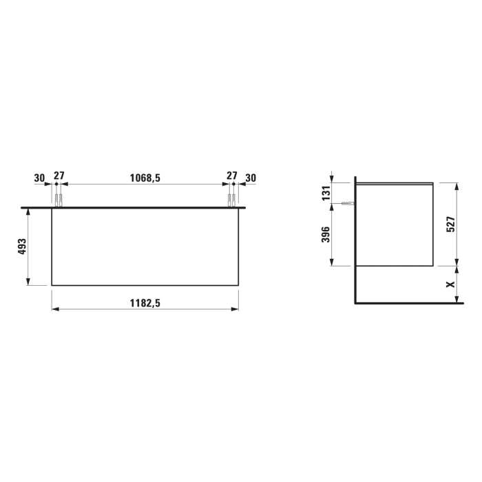 LAUFEN LANI Schubladenelement 120 cm ohne Ausschnitt