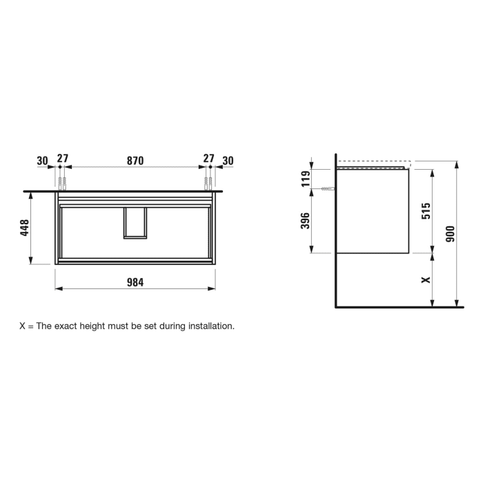 LAUFEN LANI Waschtischunterschrank 100 cm mit 2 Auszügen