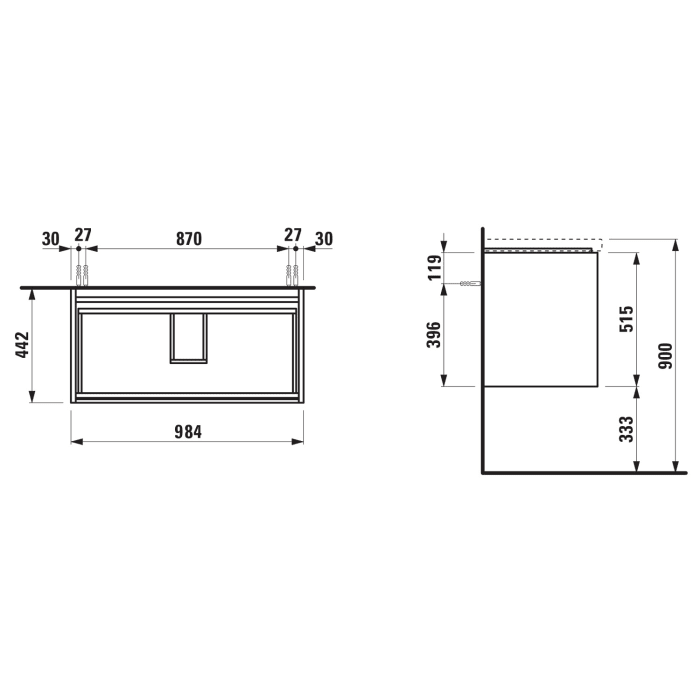 LAUFEN LANI Waschtischunterschrank 100 cm mit 2 Auszügen