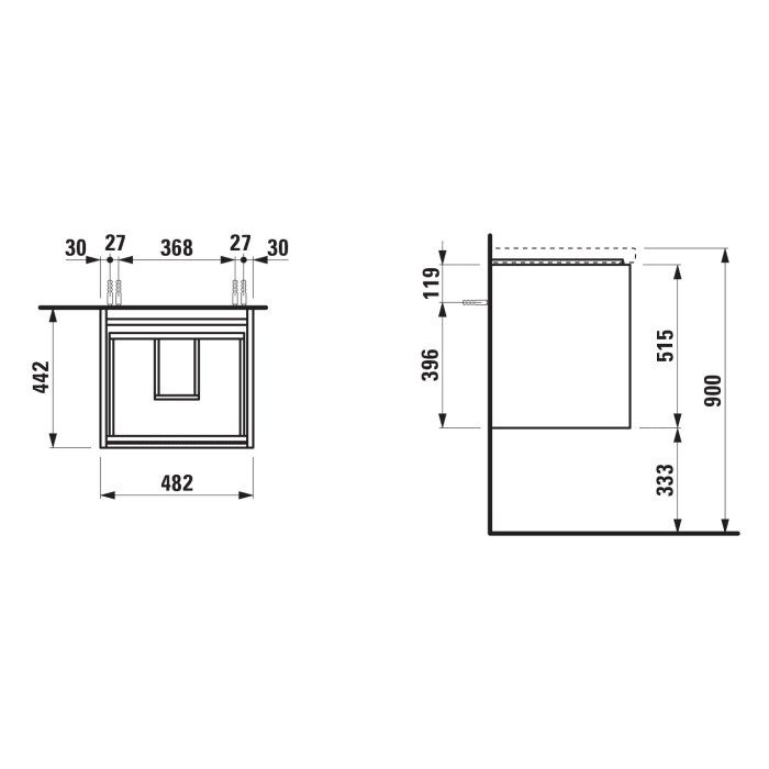 LAUFEN LANI Waschtischunterschrank 50 cm mit 2 Auszügen