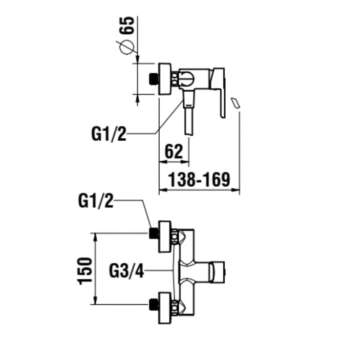 LAUFEN LUA Einhebel-Brausemischer Aufputz mit Zubehör