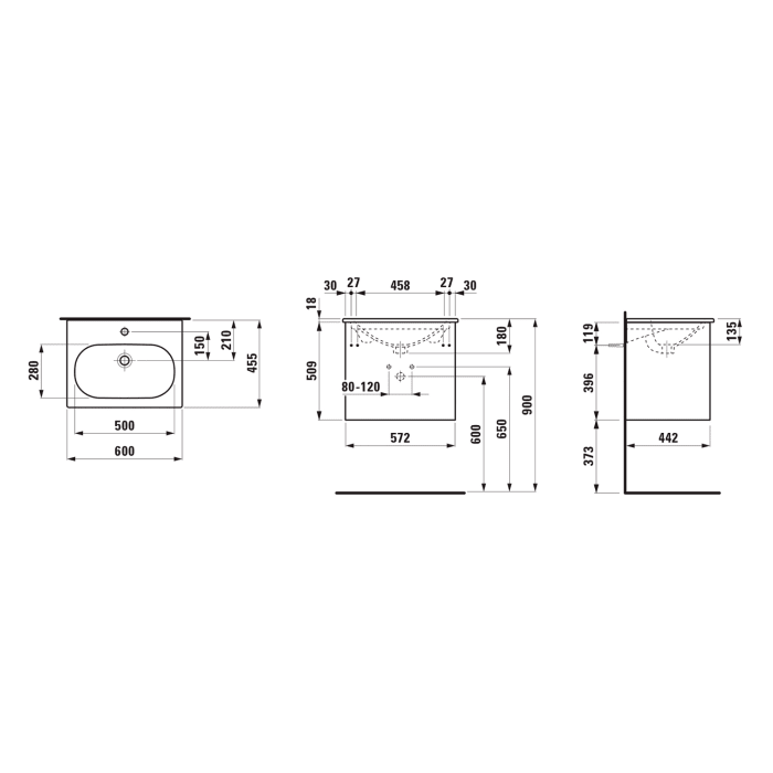 LAUFEN LUA Set LANI Waschtischkombination 60 cm mit 2 Auszügen