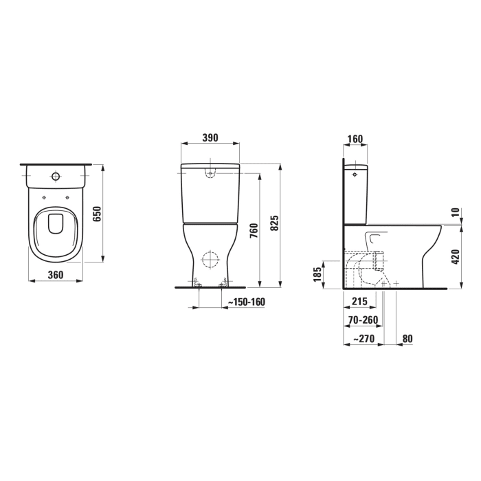 LAUFEN LUA Stand Tiefspül-WC für Kombination, spülrandlos, Vario Abgang