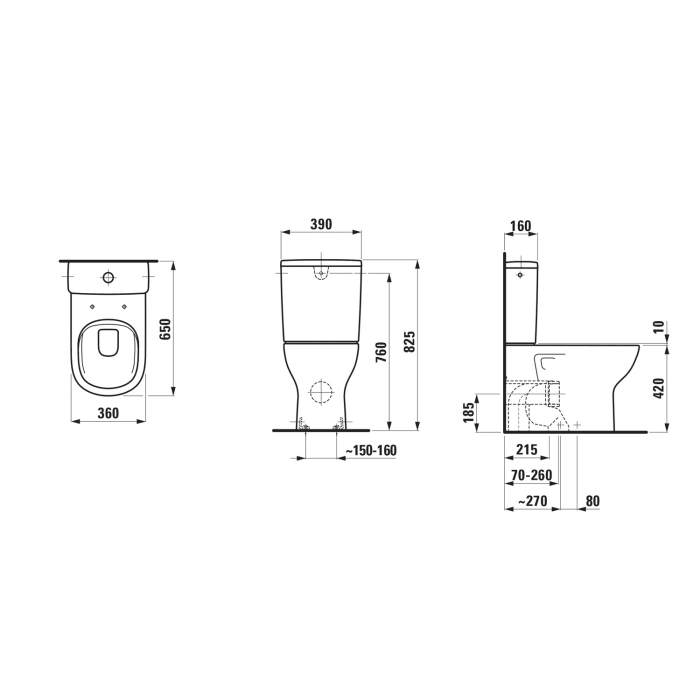 LAUFEN LUA Stand Tiefspül-WC für Kombination, spülrandlos, Vario Abgang
