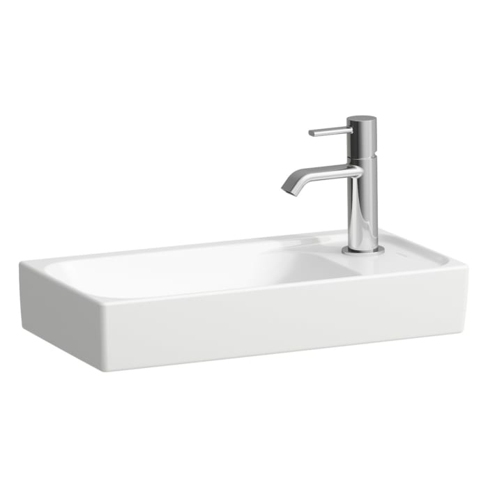 LAUFEN MEDA Handwaschbecken 46 x 23,5 cm, ohne Hahnloch und Überlauf, Becken links