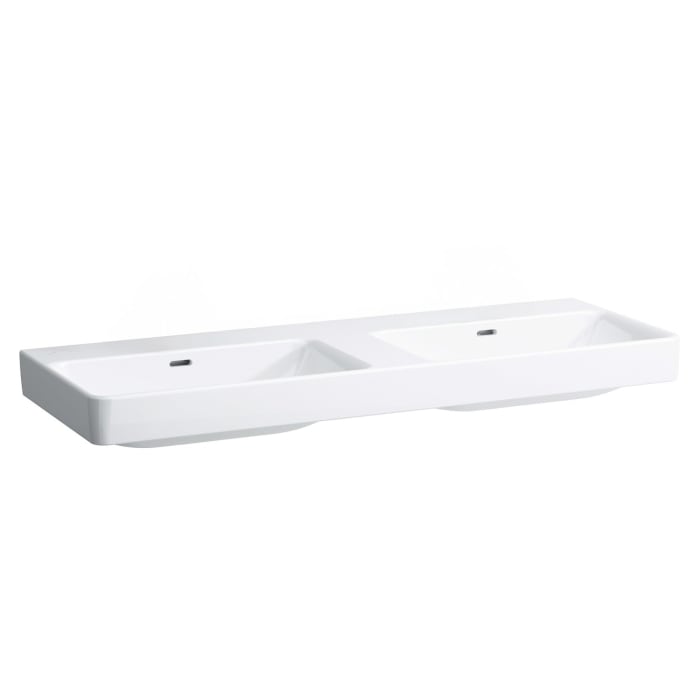 LAUFEN PRO S Doppelwaschtisch 130 cm, ohne Hahnlöcher, mit 2 Überläufen