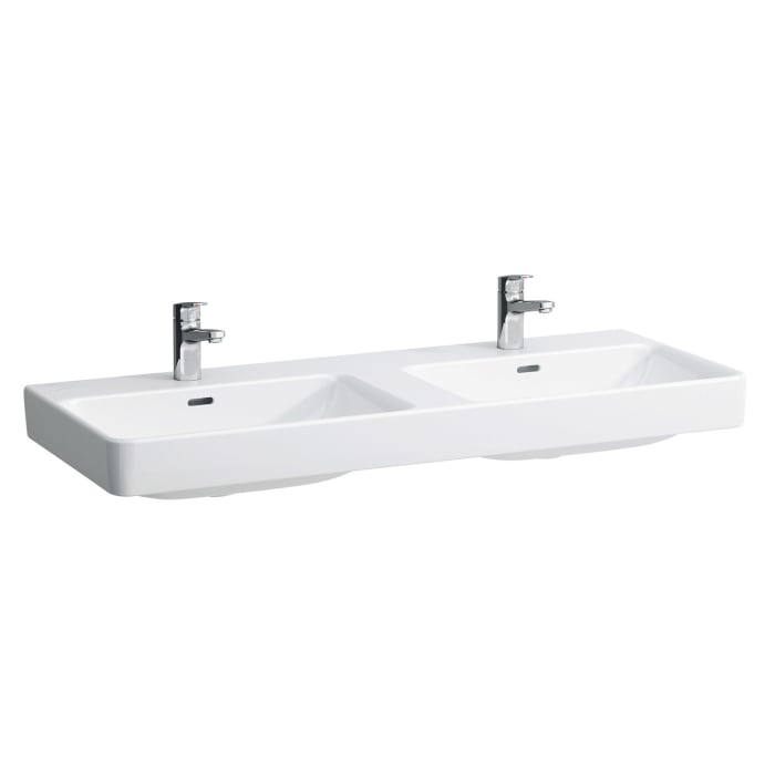 LAUFEN PRO S Doppelwaschtisch 120 cm, mit 2 Hahnlöchern, mit 2 Überläufen