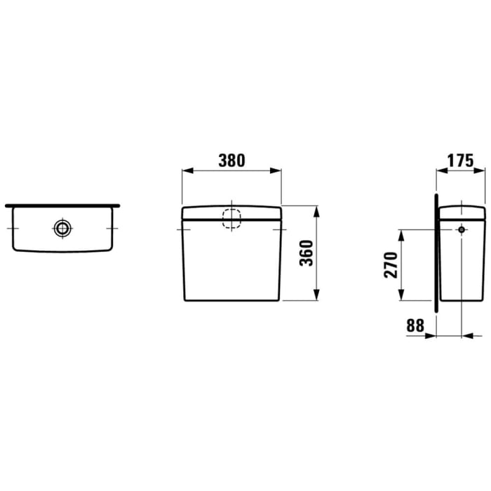 LAUFEN PRO Spülkasten für WC-Kombination, Wasseranschluss seitlich