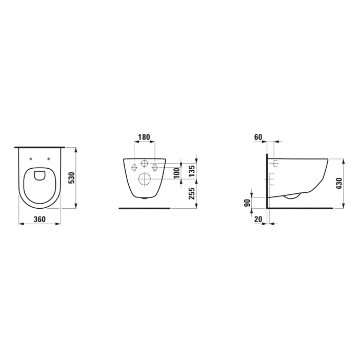 LAUFEN PRO Spülrandloses Wand-WC mit WC-Sitz slim