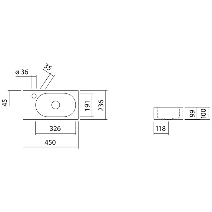 LAUFEN FUSION.S Waschtisch 45 x 23,6 cm