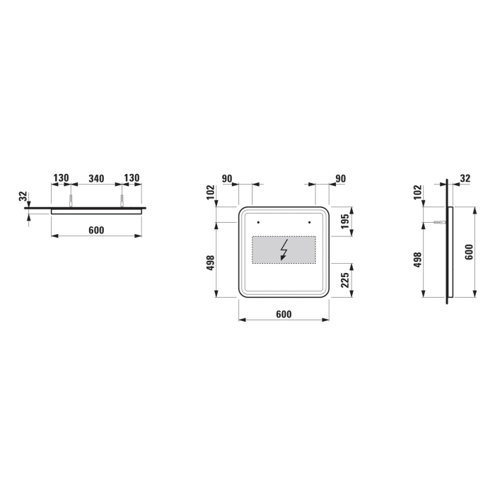 LAUFEN BASE 2.0 Badspiegel 60 cm x 60 cm