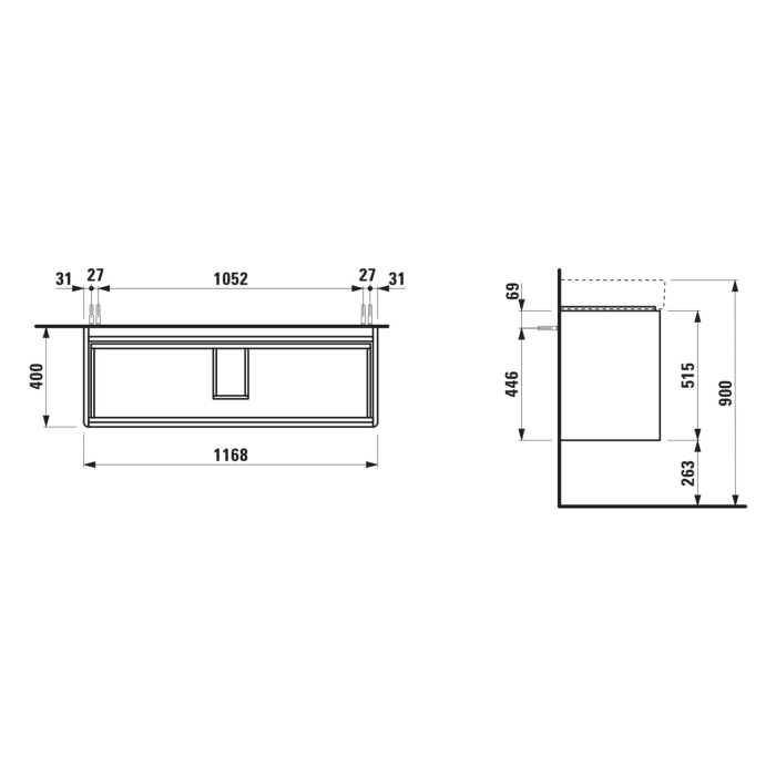 LAUFEN BASE 2.0 Waschtischunterschrank 117 cm, 2 Auszüge