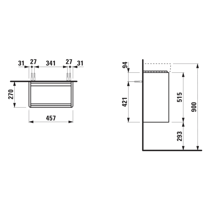 LAUFEN BASE 2.0 Waschtischunterschrank 45,7 cm, Türanschlag links