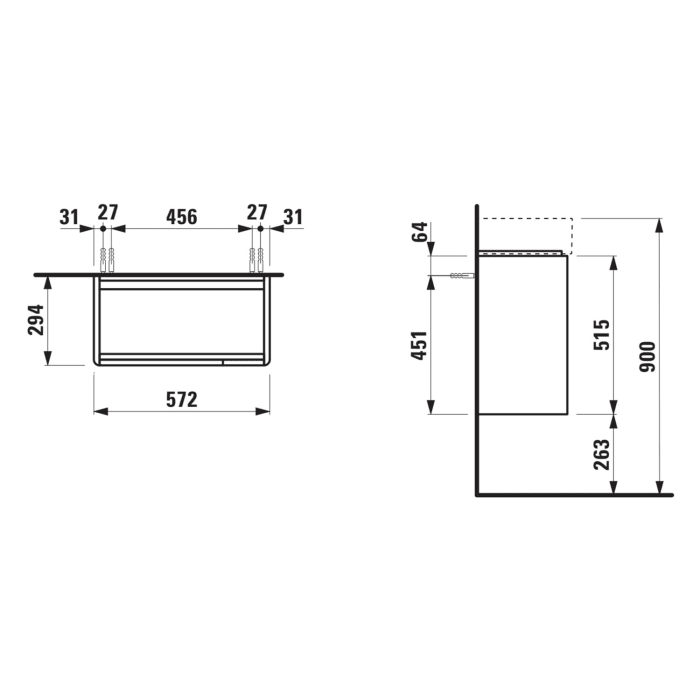 LAUFEN BASE 2.0 Waschtischunterschrank Compact 57 cm