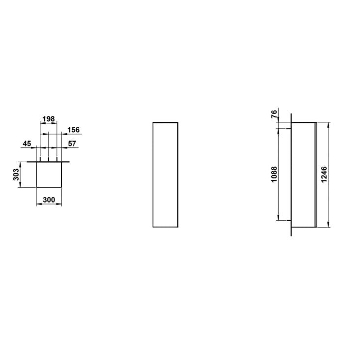 LAUFEN FOLIO Hochschrank 30,3 x 124,6 cm, Türanschlag links