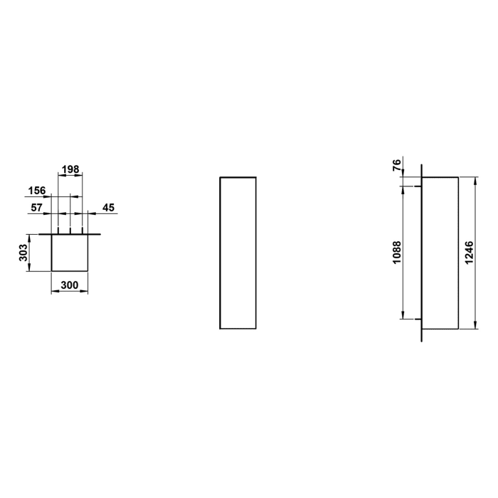 LAUFEN FOLIO Hochschrank 30,3 x 124,6 cm, Türanschlag rechts