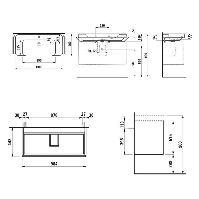 LAUFEN MEDA Waschtisch mit Unterschrank 100 cm