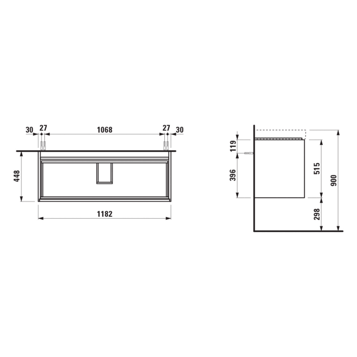 LAUFEN MEDA Waschtischunterschrank 119 cm mit 2 Auszügen