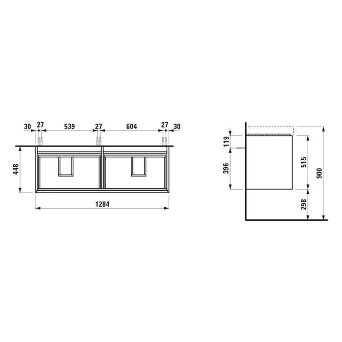 LAUFEN MEDA Waschtischunterschrank 129 cm mit 4 Auszügen