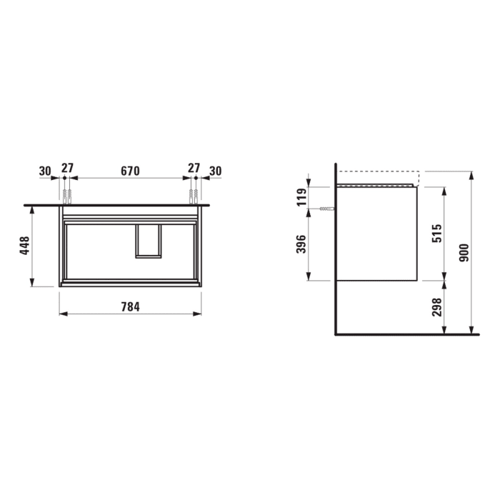 LAUFEN MEDA Waschtischunterschrank 79 cm mit 2 Auszügen
