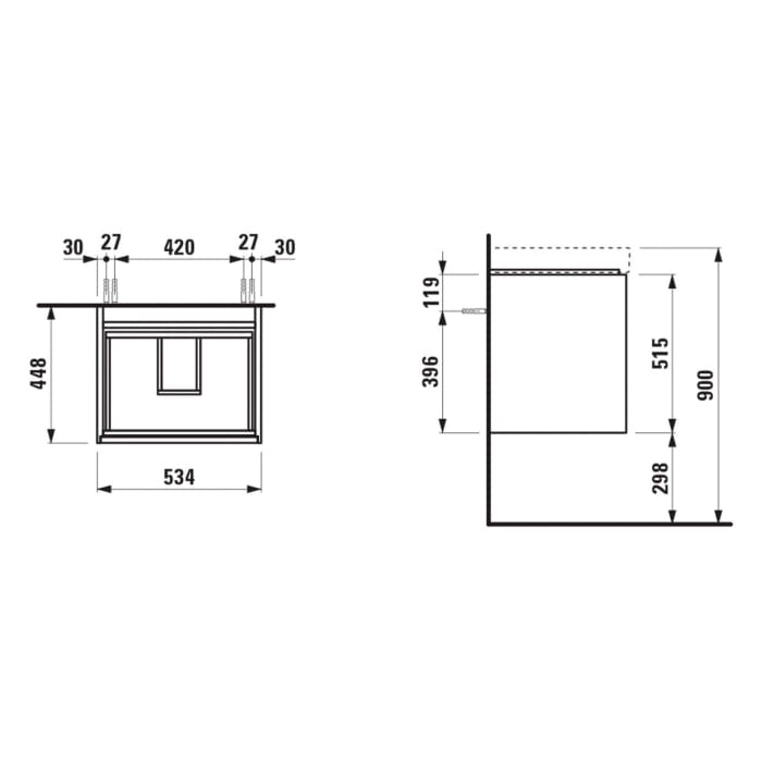 LAUFEN MEDA Waschtischunterschrank 54 cm mit 2 Auszügen