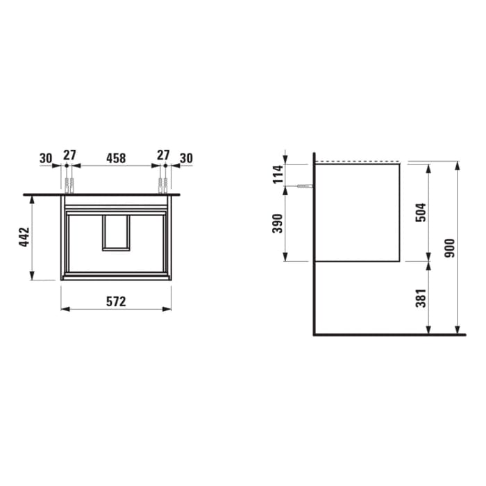 LAUFEN MEDA Waschtischunterschrank 58 cm mit 2 Auszügen