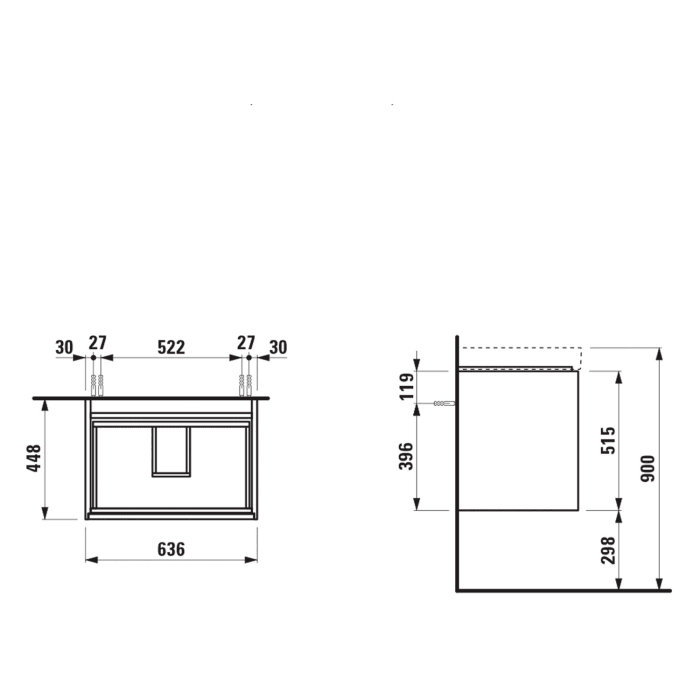 LAUFEN MEDA Waschtischunterschrank 64 cm mit 2 Auszügen