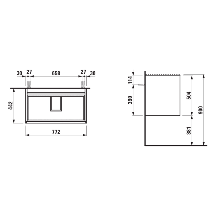LAUFEN MEDA Waschtischunterschrank 77 cm mit 2 Auszügen