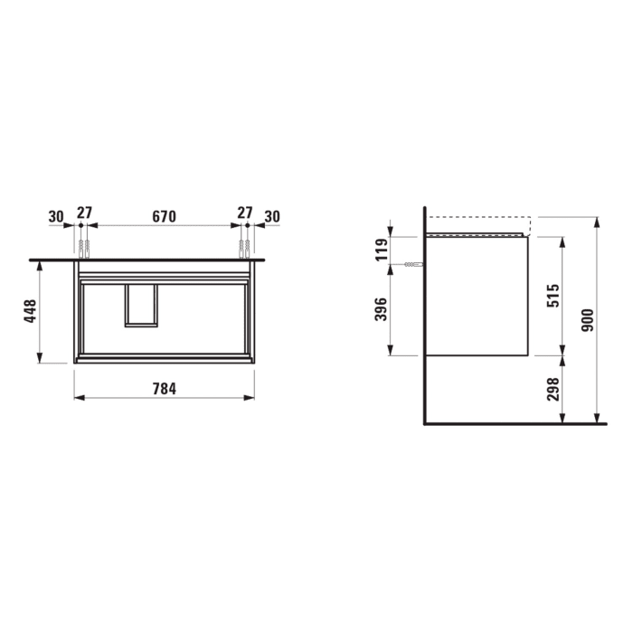 LAUFEN MEDA Waschtischunterschrank 79 cm mit 2 Auszügen
