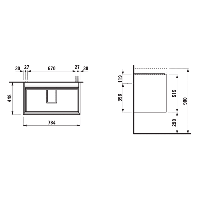 LAUFEN MEDA Waschtischunterschrank 79 cm mit 2 Auszügen