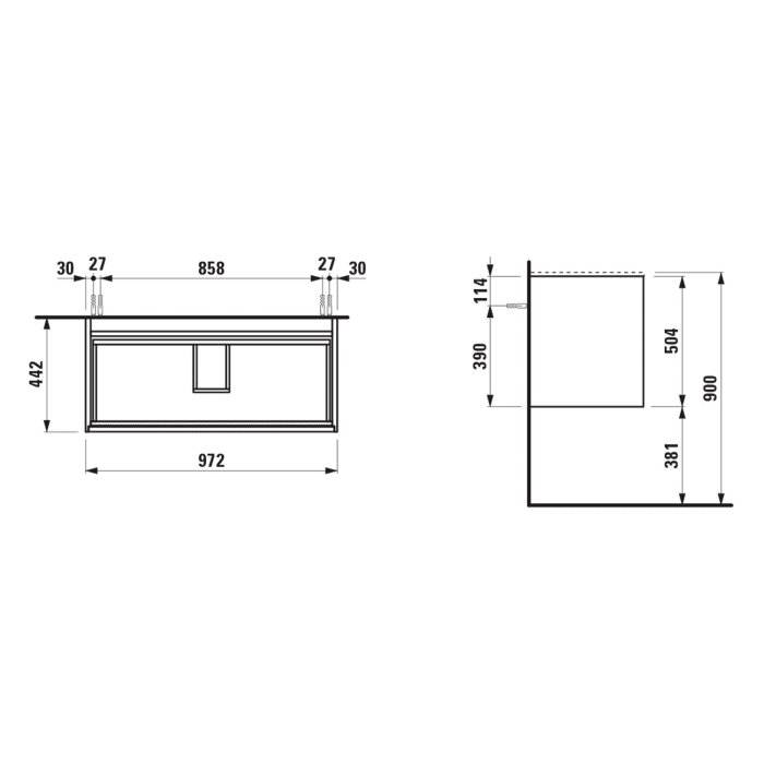 LAUFEN MEDA Waschtischunterschrank 97 cm mit 2 Auszügen