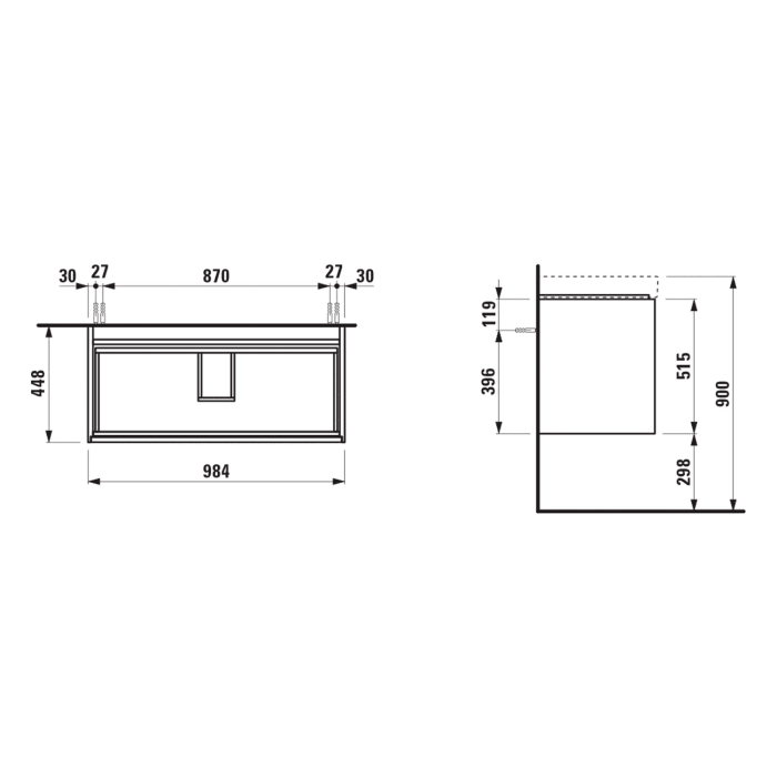 LAUFEN MEDA Waschtischunterschrank 99 cm mit 2 Auszügen