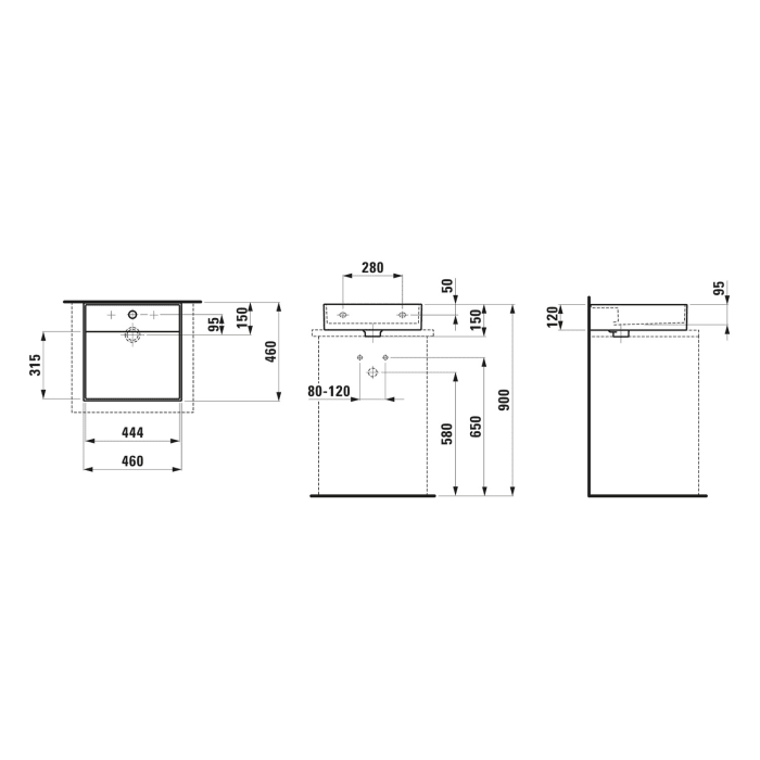 LAUFEN Kartell by LAUFEN Aufsatzwaschtisch 46 x 46 cm, ohne Hahnloch