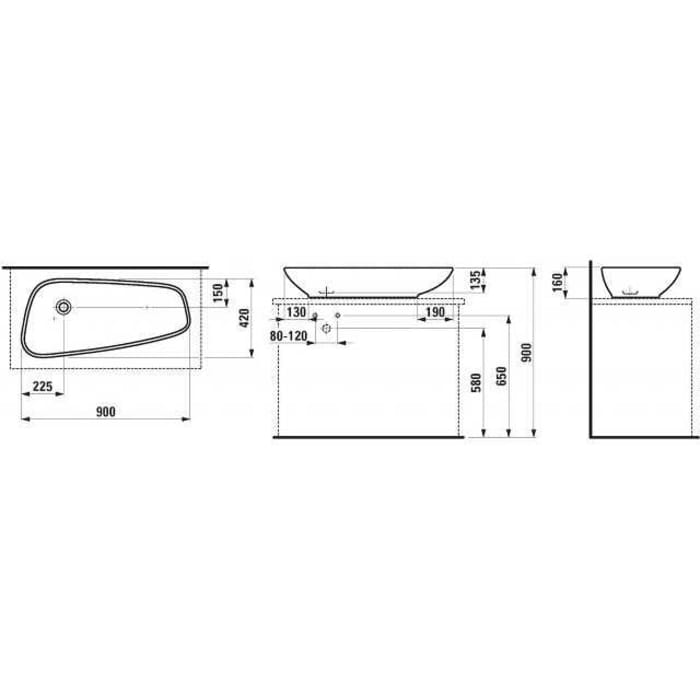 LAUFEN Palomba Waschtisch-Schale 90 x 42 cm