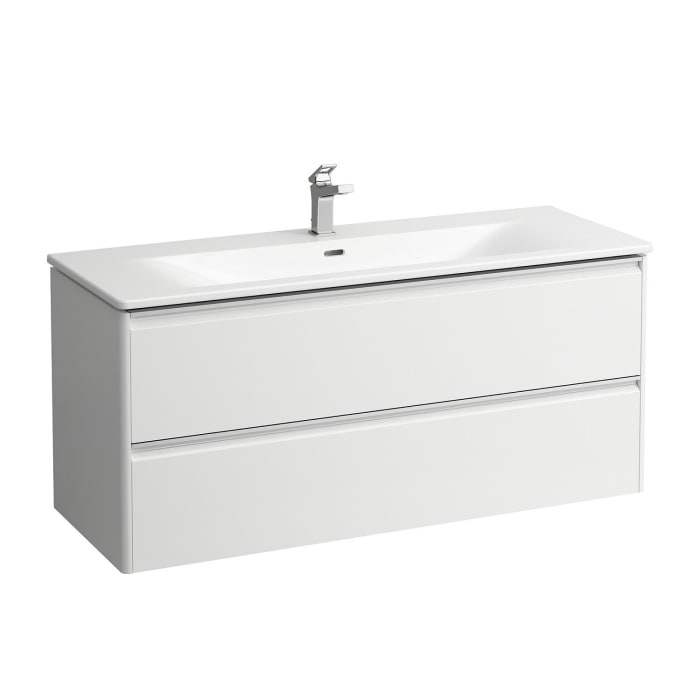 LAUFEN Palace Waschtischkombination 120 cm mit Griffleiste eloxiert und 1 Hahnloch