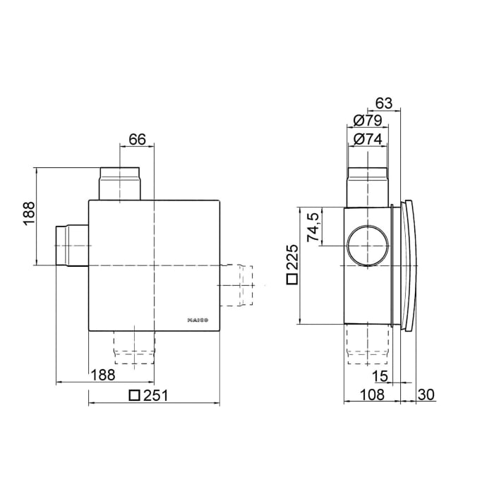 MAICO Ventilatoreinsatz mit Abdeckung und Filter zum Einbau in Unterputzgehäuse