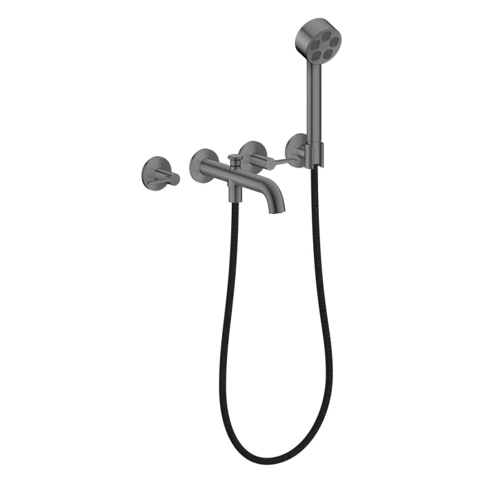 AXOR One 3-Loch Wannenarmatur UP für Wandmontage mit Hebelgriffen und Handbrause