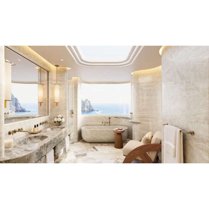 AXOR One 3-Loch Wannenarmatur UP für Wandmontage mit Kreuzgriffen und Handbrause