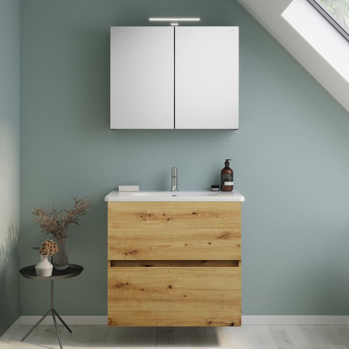 burgbad Liniq Badmöbel Set 80,5 cm mit LED-Spiegelschrank