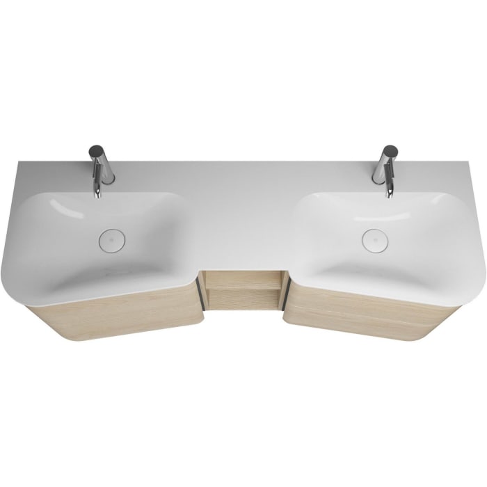 burgbad Badu Mineralguss-Waschtisch inkl. Waschtischunterschrank 152 cm, 1 Regal mittig