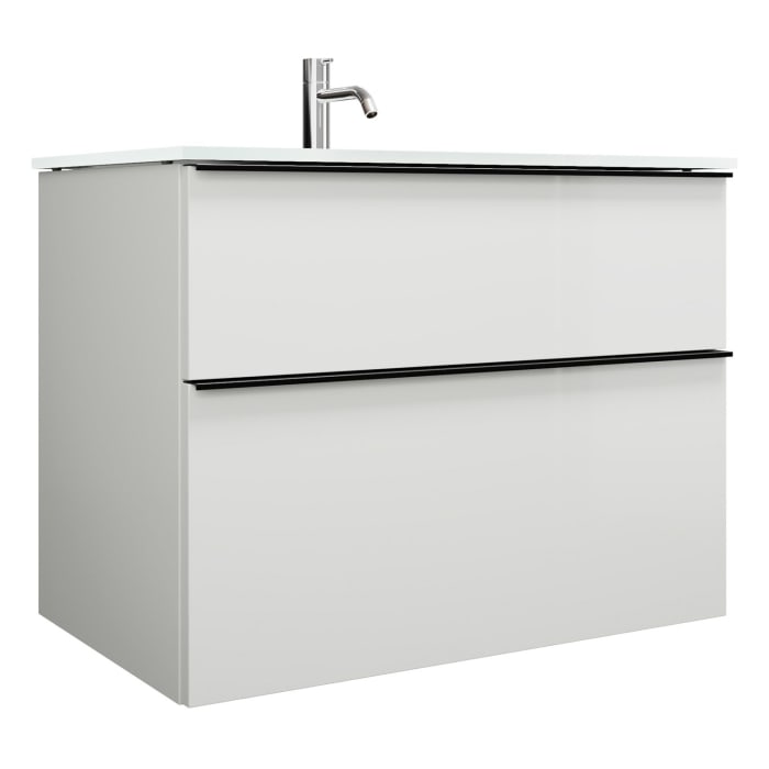 burgbad Eqio Waschtischkombination mit Glaswaschtisch 82 cm, mit Griffleiste G0252